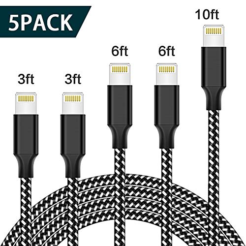 image for TNSO MFi Certified Phone Cable 5Pack 3FT 3FT 6FT 6FT 10FT Extra Long N