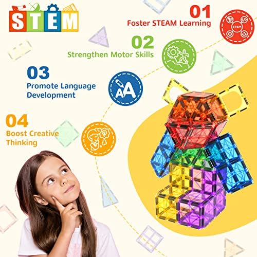 60magnetische Bausteine,Kinderspielzeug,STEM-Magnetblöcke,sensorisches Spielzeug, Kinderspiele, Magnet-Bauspielzeug für 3+ Jahre alte Jungen und Mädchen,Vorschul-, Kindergarten- und Kleinkindspielzeug