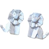 Origami Lion Earrings in Sterling Silver 925