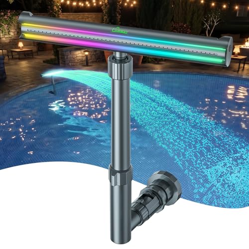 UIRWAY Solar Pool Fountain F5 Pro, Dual Light Strip 52 Ultra-Bright LEDs Unique Design, 10 Colors Pool Lights with 4 Modes, Remote Control, Adjustable Spray, Pool Fountain for Above & Inground Pools