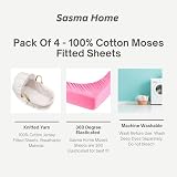 Sasma Home 4 x Moses Basket Fitted Sheets 100% Cotton White 75x35 cm view 4