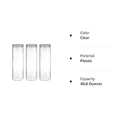 Silicook Clear Plastic Jar, Set of 3-40oz, Round
