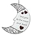 Love You to the Moon - Silver Moon Ornament with the Saying I Love You to the Moon and Back - Shiny Metal Filigree & White Enamel Moon With Red Enamel Hearts And Crystal Jewels