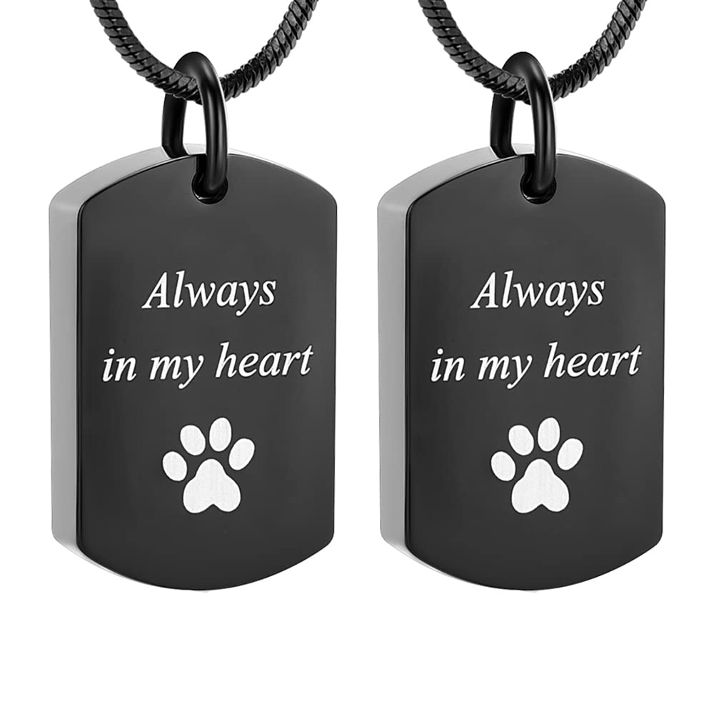 Minicremation Cremation Jewelry Urn Necklace for Ashes, Always in My Heart Paw Print Keepsake Pendant Locket for Pet Cat's Dog's Ashes, Metal, not