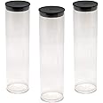 Prestige Import Group - 1.75" x 8" Transparent Clear Plastic (PETG) Storage Tubes with Black Lid - 5 Pack