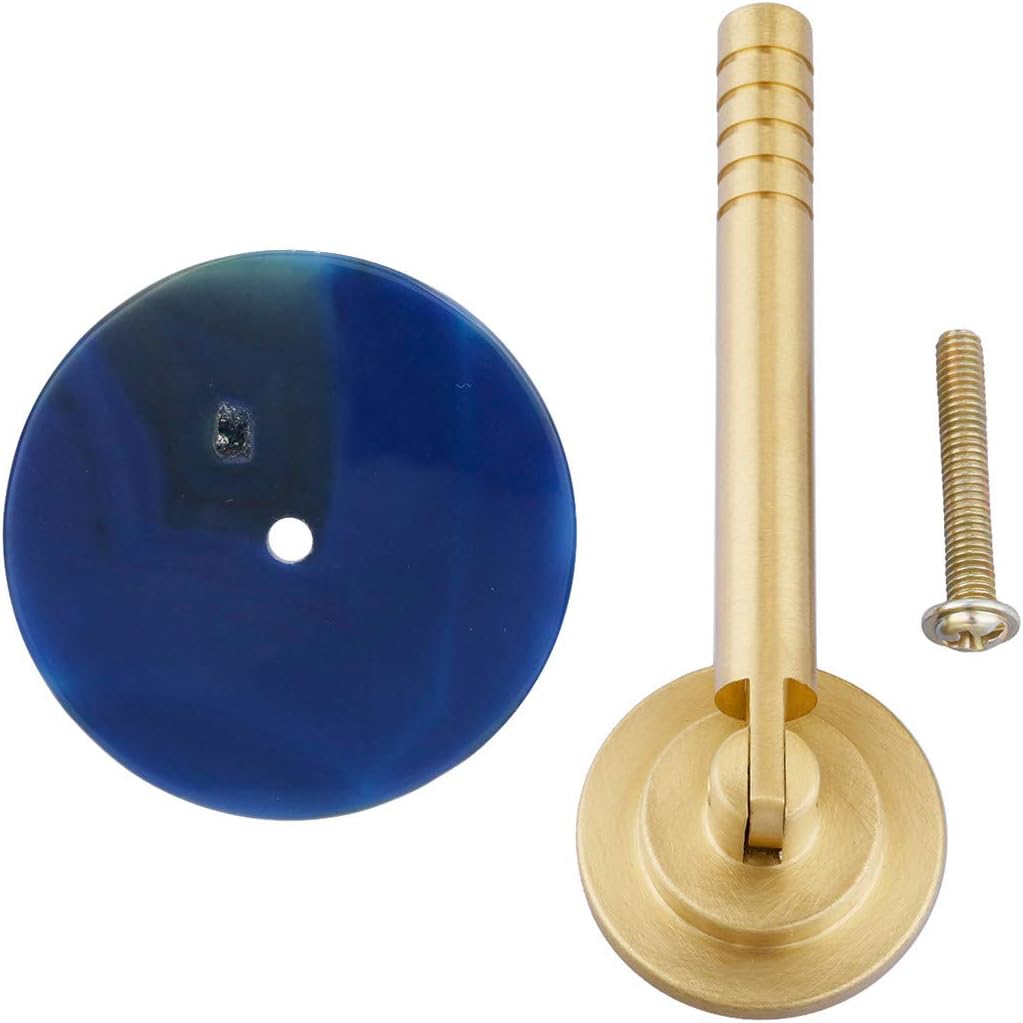 mookaitedecor Set of 2 Blue Agate Slice Crystal Stone Cabinet Drawer Knobs - Image 3