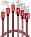 Lightning to USB Cable, 3Pack 3FT 6FT 10FT Nylon Braided iPhone Charging Cord iPad Charger for Apple iPhone SE/6/6S/Plus/5S/5/iPad Mini/Air/Pro/iPod, Compatible with iOS9 (Red / Black)