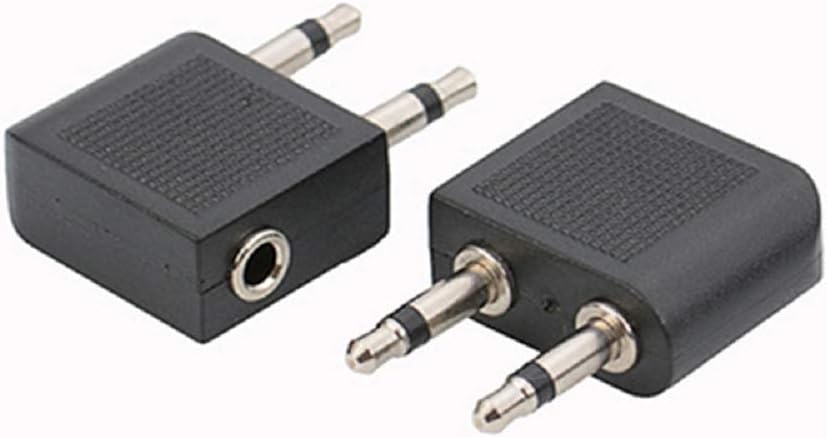 2Pcs 3.5mm Airplane Airline Headphone Earphone Headset Jack Audio Adapter Connector