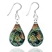 925 Sterling Silver Glass Jewelry Green Glittery Butterfly In The Garden Teardrop Earrings