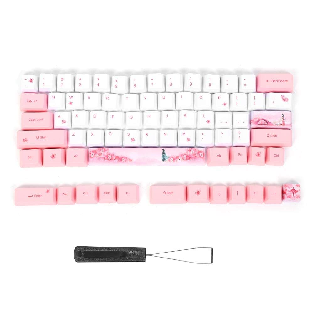 Hopcd Five-Sided Completed Anime Style PBT Mechanical Keyboard Replacement Button Keycaps Set DIY Sublimation PBT Keycaps - 73 PCS(Girl)