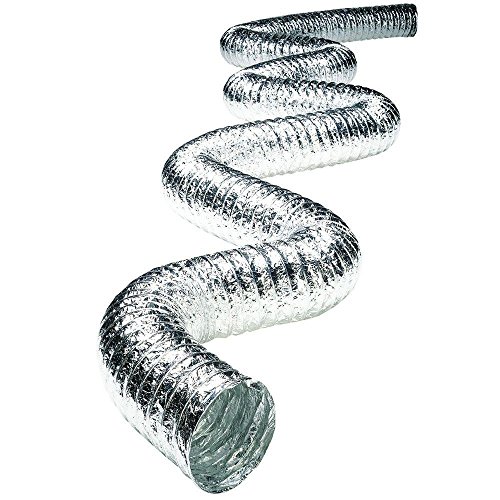 4 Inch Flex Duct 25ft Long Includes 2 Worm Gear Clamps for HVAC, Grow Room, and Greenhouse Ventilation