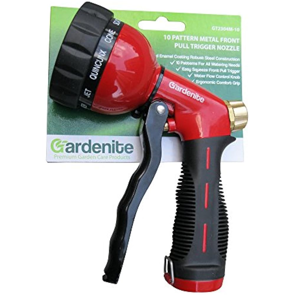 Garden Hose Nozzle / Hand Sprayer Heavy Duty 10 Pattern Metal