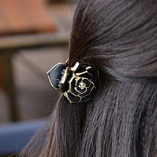 Chimera フラワー バンスクリップ 黒アクリル ヘアクリップ レトロローズ花バレッタミディアムレディース 女の子用 ヘアアクセサリー 可愛い上品 ヘアピン人気髪留め B07mdl4hn4 610円 100 品質保証 激安通販専門店 全国一律送料無料 アウトレット