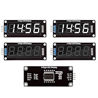 diymore 5 Packs TM1637 0.56" White Digital LED Display Tube Decimal 7-Segment 4-Digit Clock Double Dots Module Serial Driver for Arduino DIY Kits (White)