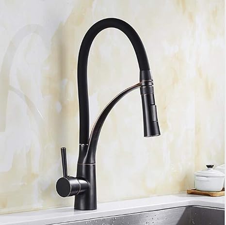 Girar los grifos de la cocina negro aceite cepillo mezclador grifo para