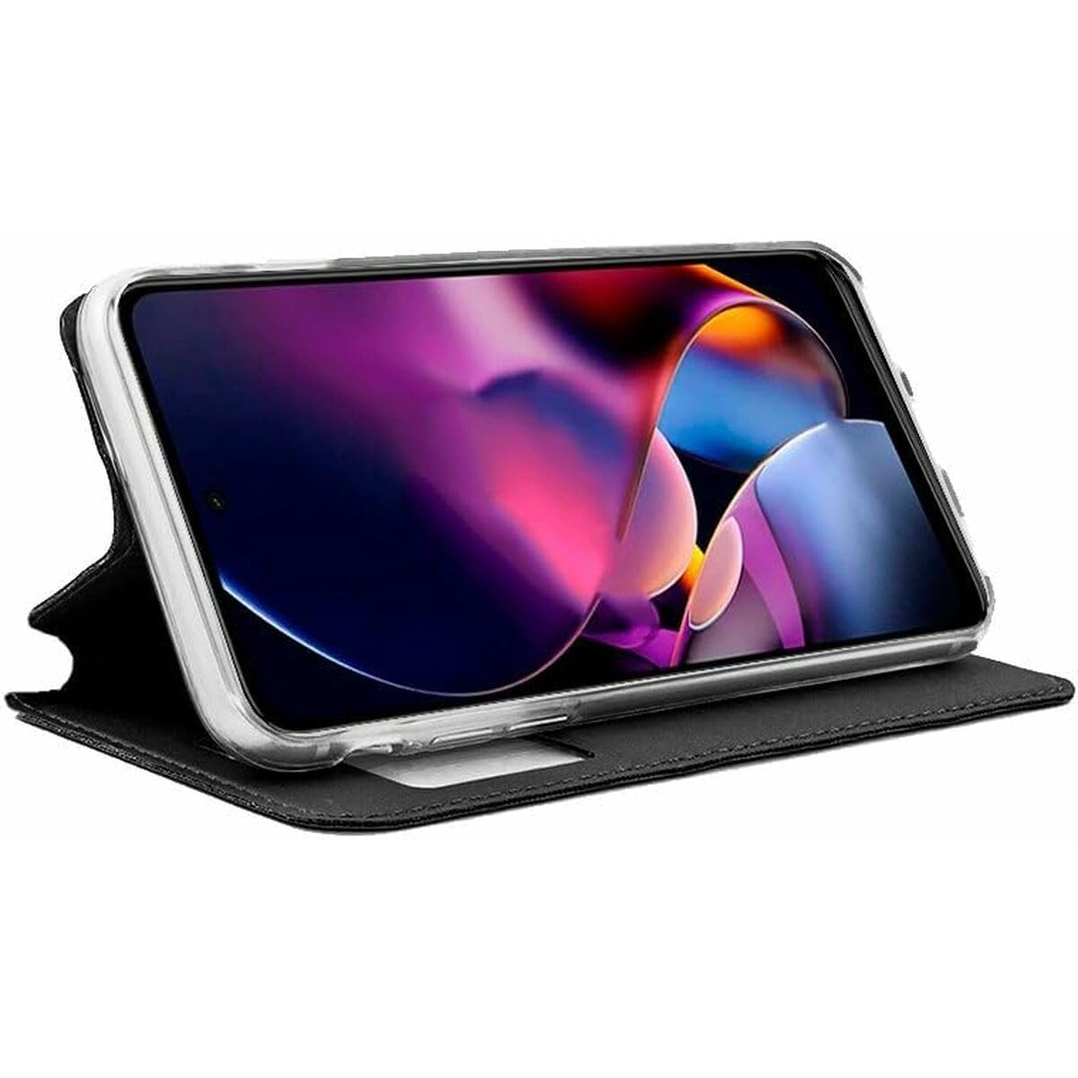 Cool Flip Cover Case for Motorola Moto G54 5G Smooth Leatherette Black