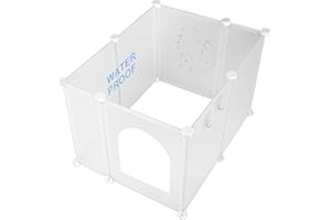 FANPBOW Large Cat Litter Box Cover Enclosure with Waterproof Splash Guard, Row-Hook, DIY Shield, Safe Material, Easy Install & Clean, Privacy Screen for Most Litter Boxes, L27×W21×H17 in