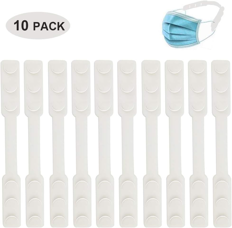 SILUKER 10 Pack Strap Extender, Anti-Tightening Ear Strap Accessories Adjuatable Ear Protector Decompression Holder Hook Buckle Ear Grips Extension Ear Pain Relieved
