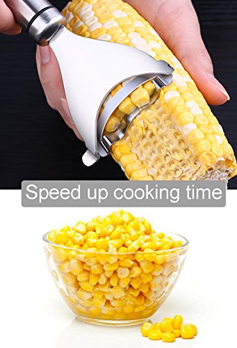 Corn Thresher Slicer Peeler, 18/10 Stainless Steel Corn Stripping Corer, Kitchen Gadget Dishwasher Safe AYZ333