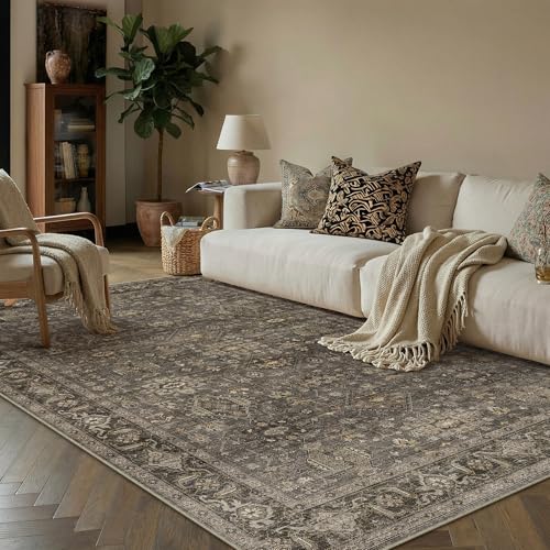 PureCozy Vintage Teppich Wohnzimmer 120x170cm Braun Schlafzimmer