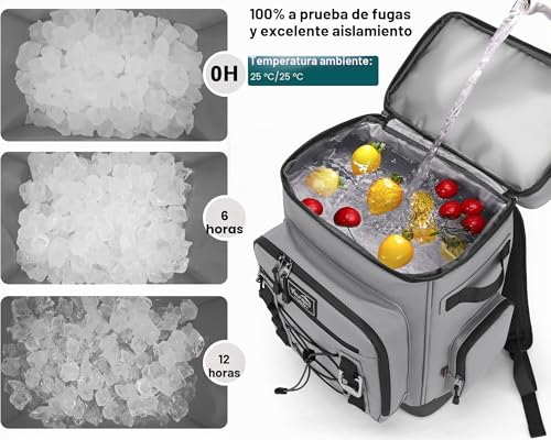 Youngoa Mochila Nevera Isotermica, 30L Grande Bolsa Termica Impermeable para Picnic, Playa, Camping, Barbacoa, Negro