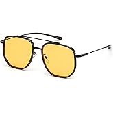 FEISEDY Retro Aviator Sunglasses for Women Men Vintage Classic Square Metal Frame Sun Glasses Trendy Shades B0371
