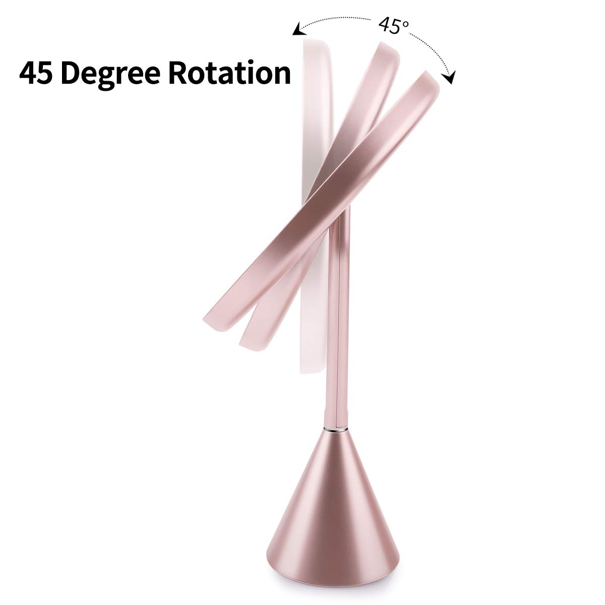 Lighted Makeup Mirror, Vanity 1X/5X Magnifying Mirror Rechargeable 8.3 Inch, 3 Color Modes Dimmable with Touch Screen (Rose Gold)