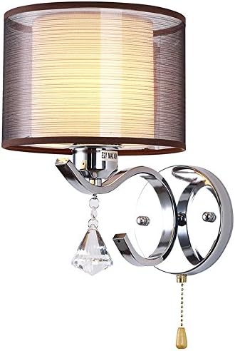 Modern Crystal Chrome plate Metal + Cloth Wall Lamp