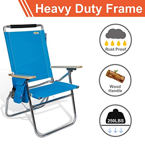 High Seat Beach Folding Chair Lightweight Alumium Frame Recline with