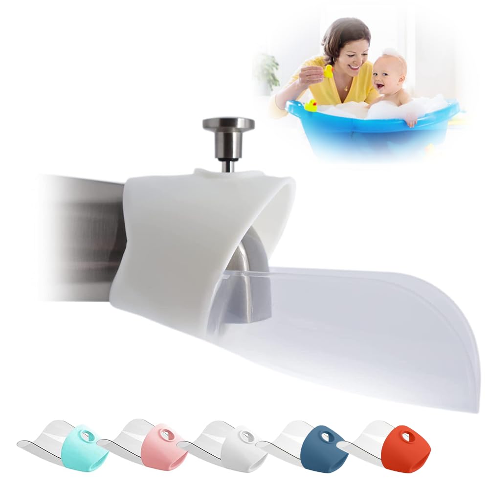 Photo 1 of Bath Helper - Bath Tub Faucet Extender - Guides Water Directly from Faucet to Baby Bath Tub Without Excessive Water Waste and Splashing (Clear White)