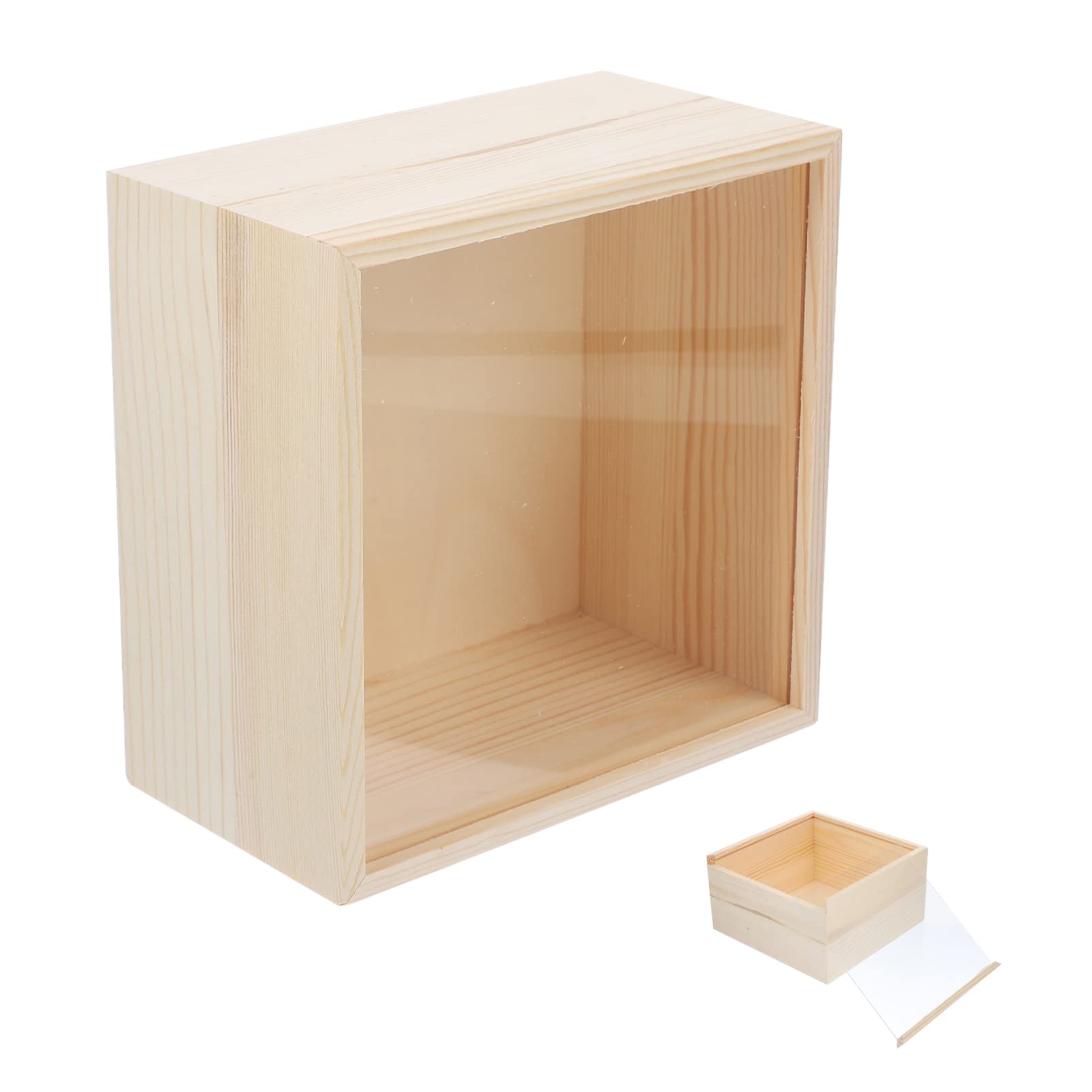 COHEALI Clear Lid Wooden Box, Acrylic Storage Case 20x20x10cm, Decorative Boxes with Sliding Lids, Jewellery Organisation Container