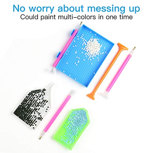 5D Diamond Painting Tools, Rhinestone Painting Accessoies for Adults, Crystal Cross Stitch Kit with Roller, 56 Slot Diamond Beads Storage Box DIY Craft Set for Kids by INFELING - Thumbnail 4