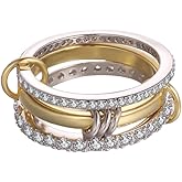 Ancofi 18K Gold Plated Stackable Rings for Women Cubic Zirconia Ring Promise Rings Set Dainty Bands Jewelry for Christmas Valentine's Day