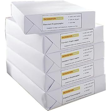 SCHÄFER SHOP Standard Kopierpapier Druckerpapier Papier, DIN A4, 80 g/m², 2500 Blatt, Weiß