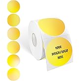Yeachlaing 2 Inch Yellow Round Thermal Stickers, Self-Adhesive Circle Direct Thermal Labels for DIY Logo Design, QR Code, Name Tag (600 Labels, 1 Roll)