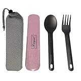 Titanium Ultralight Spoon & Fork, Healthy & Eco-Friendly Spoon & Fork for Travel/Camping with Case and Bag …