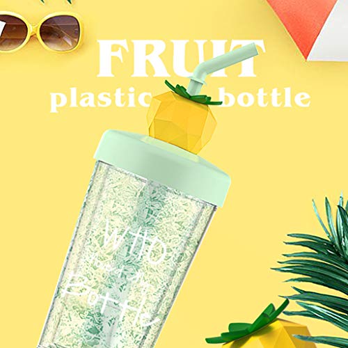 Orcbee _Summer Fruit Printed Portable Straw Cup Cold Water Bottle Drinkware (A)