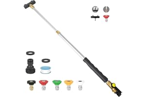 CARFKA Jet Nozzle High Pressure Hose Nozzle, 2025 Upgraded Extendable Power Washer Wand with 5 Spray Jet Hose and 1 High Pressure Dual Nozzle Washer Tools for Garden Hose, Floor, Patio and Car Washing
