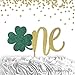 1 pc Shamrock Clover ONE St Patrick Theme DOUBLE SIDED Gold Glitter Cake Topper for first Birthday Baby girl boy cake smash