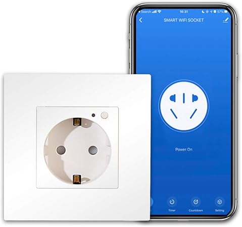 CNBINGO Enchufe inteligente compatible con AlexaGoogle Homedispositivo IFTTT 16 Amp Single WiFi hembra con botn encendidopantalla aplicacin Smart Life mando a distancia de 1 enchufe