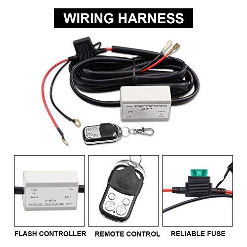 LEADTOPS Heavy Duty LED Light Bar 400Watts Load Wiring Harness Wireless ...