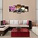 Wall Art Canvas Painting 5 Panel Canvas Wall Art Prints Wall Decor Art (Pink Flower, 8x12x2pcs+8x16x2pcs+8x20inch x 1pcs)