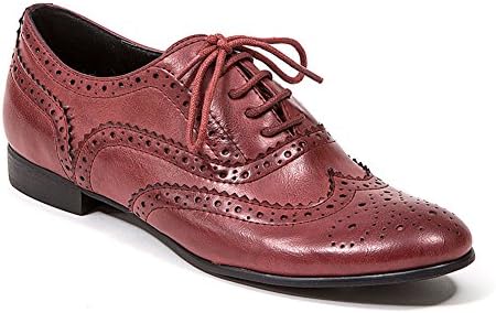 French Blu Women's Laurel Wingtip Lace-Up Oxford Shoe, Burgundy, Euro 40/9-9.5 US