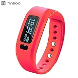 InnKoo Fitness Tracker Watch, U2 Pedometer Band Calories Counter Smart Sports Bracelet Wristband Activity and Sleep Monitor, for Women Men Kids Senior Bluetooth Sync (Red)