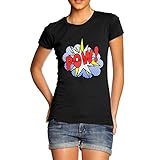 Women Cotton Novelty Comic Book Theme Pow! Print T-Shirt