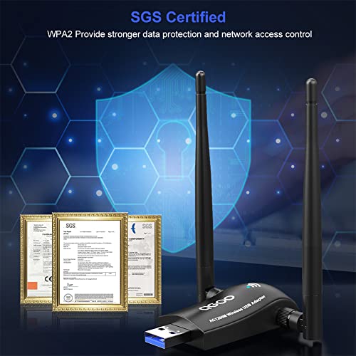 Wireless USB WiFi Adapter for PC, QGOO WiFi Adapter USB 3.0 AC1200 High