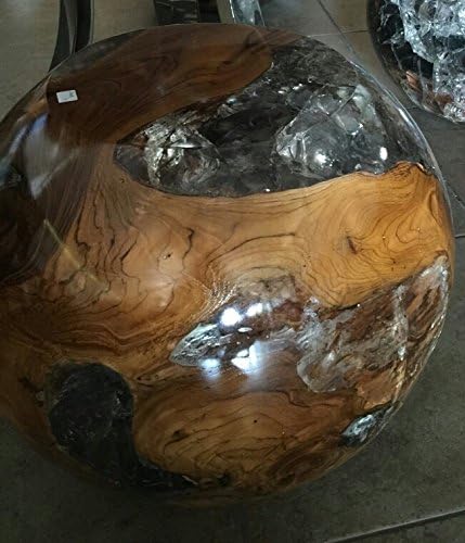 Teak Resin Ball Side Table