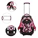 Fellibay Rolling Backpack Kids Backpack 3 Wheels Kids Trolley Schoolbag Girls Backpack(Black)