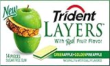 Trident Layers Green Apple + Golden Pineapple Sugar Free Gum, 14 Piece Packages (Pack of 12)
