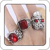 LKingel Punk Gothic Skull Rings for Men Women Chunky Vintage Skull Ring Set Gothic Halloween Dark Rings Stackable Skull Ring Set for Men Women